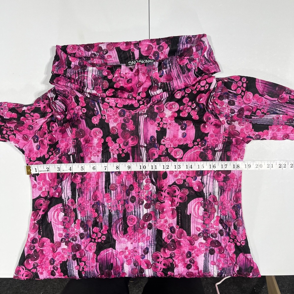 Sno Skins Abstract Print Cowl Neck Asymmetrical Top Womens Large Arsty Pink - Picture 7 of 7